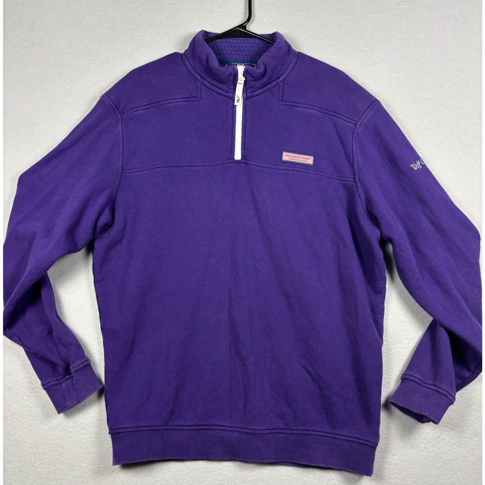 Vineyard Vines Shep Shirt Quarter Zip Pullover Wolf Creek‎ Size M Purple Cotton